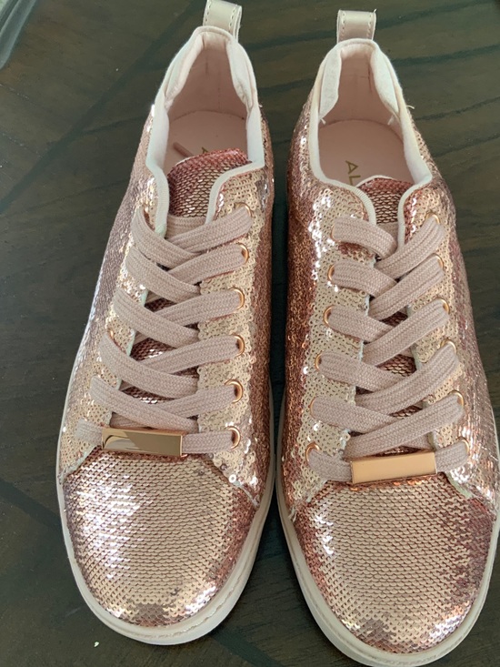 Aldo Shoes - Aldo Rose Gold Sequin Lace-Up Sneakers